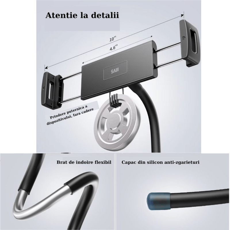 Laptop, Telefoane si Tablete - Laptopuri si accesorii - Accesorii Laptop - Standuri/Coolere notebook - Suport reglabil portabil pentru telefon, tableta, ipad, Nintendo, potrivit pentru dispositive de la 4,7” – 17,3”, Negru - Infinity.ro