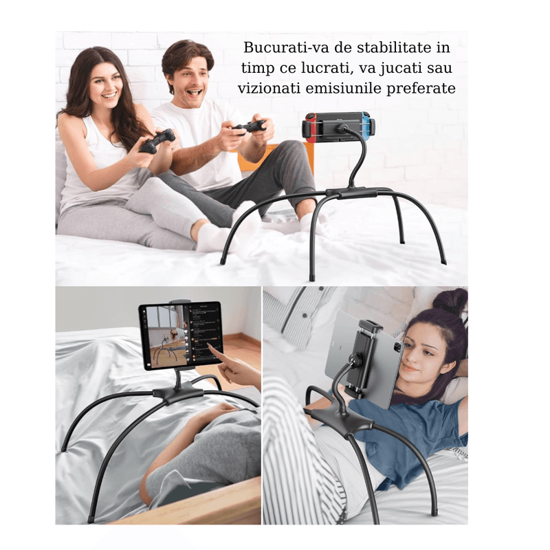 Laptop, Telefoane si Tablete - Laptopuri si accesorii - Accesorii Laptop - Standuri/Coolere notebook - Suport reglabil portabil pentru telefon, tableta, ipad, Nintendo, potrivit pentru dispositive de la 4,7” – 17,3”, Negru - Infinity.ro