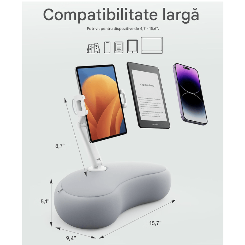 Laptop, Telefoane si Tablete - Laptopuri si accesorii - Accesorii Laptop - Standuri/Coolere notebook - Suport SAIJI KINDLE pentru tableta, monitor portabil, telefon, Nintendo, compatibil cu dispozitive de la 4,5”-15,6” - Infinity.ro
