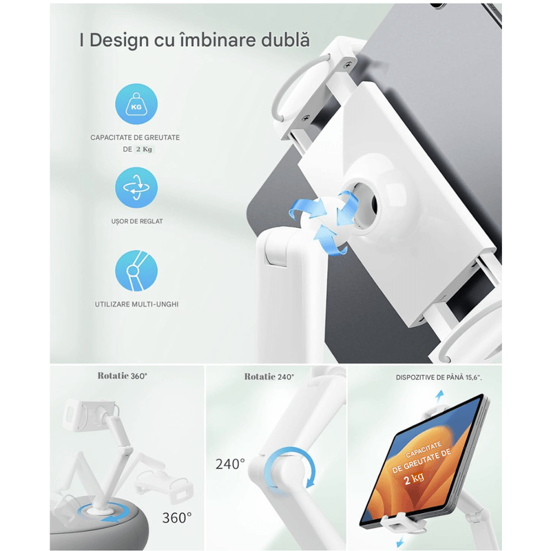 Laptop, Telefoane si Tablete - Laptopuri si accesorii - Accesorii Laptop - Standuri/Coolere notebook - Suport SAIJI KINDLE pentru tableta, monitor portabil, telefon, Nintendo, compatibil cu dispozitive de la 4,5”-15,6” - Infinity.ro