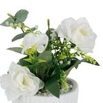 Casa si Gradina - Decoratiuni - Obiecte decorative - Plante artificiale - Ghiveci ciment, trandafiri artificiali, diametru 11cm, inaltime 21cm, alb - Infinity.ro