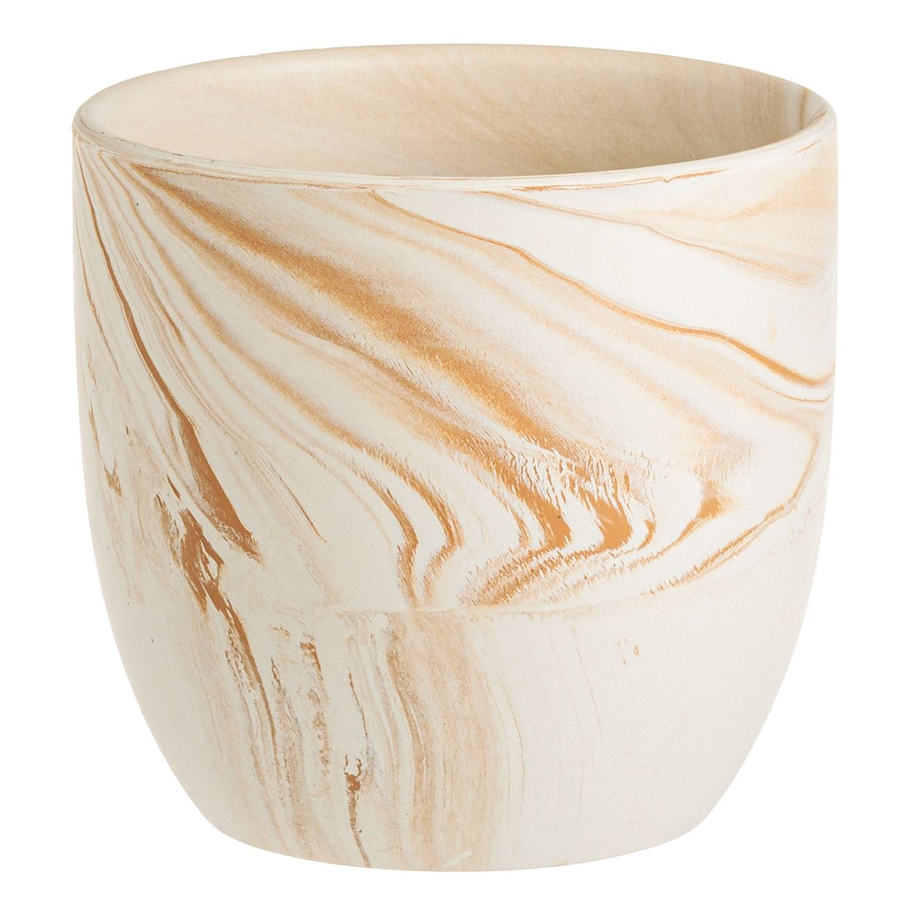 Masca ghiveci ceramica, monocolor, diametru 16.5 cm, inaltime 15 cm, capacitate 2.5 l, ecru, model caramel