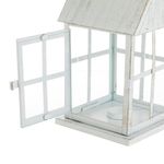 Casa si Gradina - Corpuri si surse de iluminat - Iluminat exterior - Felinare - Felinar decorativ, model casa, metalic, culoare alb auriu brushed, dimensiuni 16 x 16 x 30cm - Infinity.ro