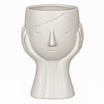 Casa si Gradina - Gradinarit si plante - Plante si ghivece - Ghivece si suporturi - Vaza ceramica, model fata, culoare alb, dimensiuni 13.5 x 13 x 20cm - Infinity.ro