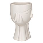 Casa si Gradina - Gradinarit si plante - Plante si ghivece - Ghivece si suporturi - Vaza ceramica, model fata, culoare alb, dimensiuni 13.5 x 13 x 20cm - Infinity.ro