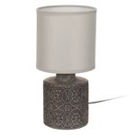 Casa si Gradina - Corpuri si surse de iluminat - Veioze si lampi - Veioze - Veioza ceramica, model baza gri reliefat, abajur gri, 13 x 26cm, cablu 115cm, intrerupator 32cm, bec e14 (max 40w) - Infinity.ro