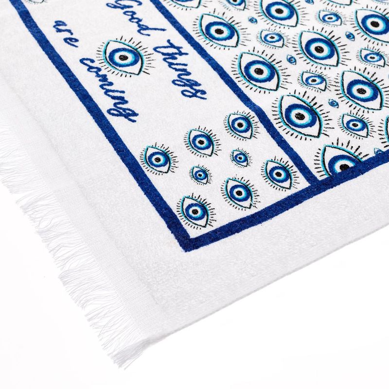Casa si Gradina - Textile si covoare - Textile baie - Prosoape - Prosop bucatarie, model ochi albastri, bumbac, alb, dimensiuni 60x 35cm - Infinity.ro