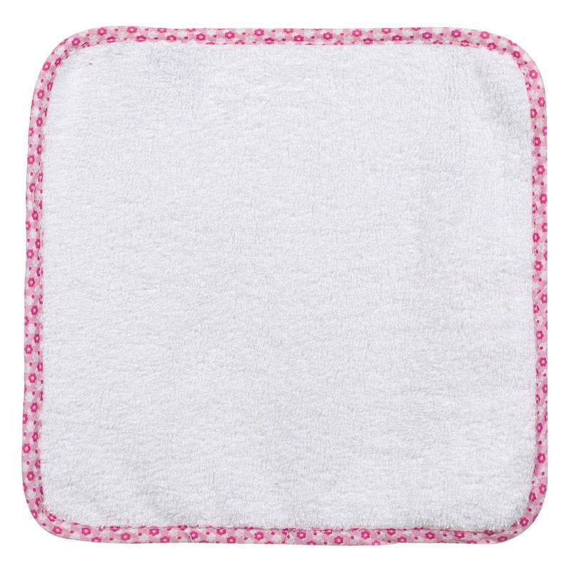 Jucarii, Copii si Bebe - Igiena si ingrijire - Baia bebelusului - Prosoape si halate de baie copii - Prosop bebelusi, model floral, culoare alb-roz, material bumbac, dimensiuni 30x 30cm - Infinity.ro