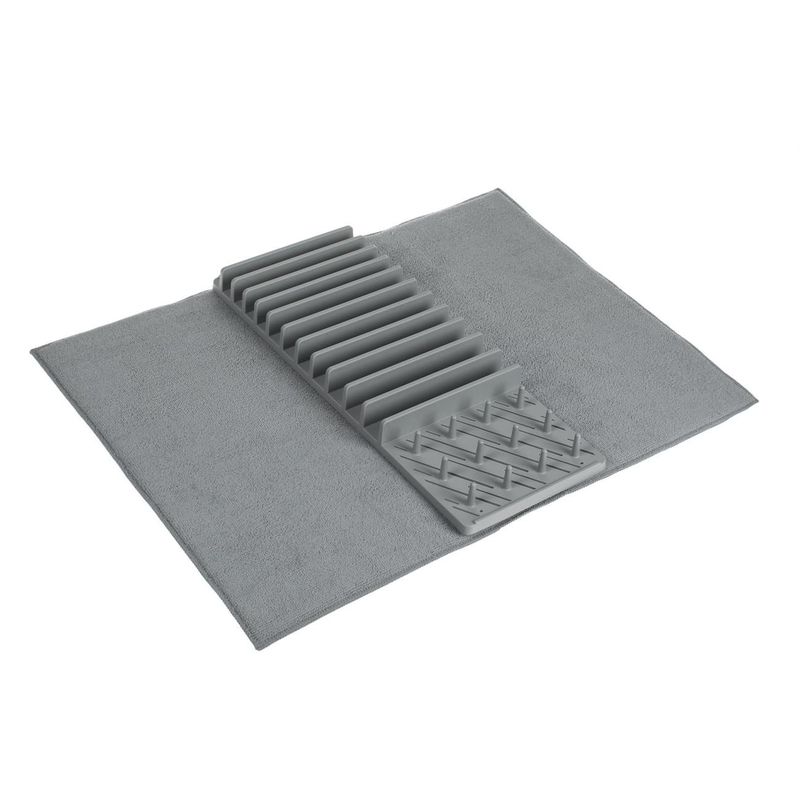 Casa si Gradina - Bucatarie si vesela - Organizare si depozitare bucatarie - Scurgator vase - Uscator vase, model compact, 11 pozitii farfurii, laveta uscare inclusa, gri - Infinity.ro