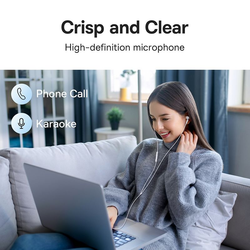 TV, Audio-Video si Foto - Portabile audio - Casti audio - Casti cu Fir Type-C - Baseus Encok C18 (NGCR030102) - Alb - Infinity.ro