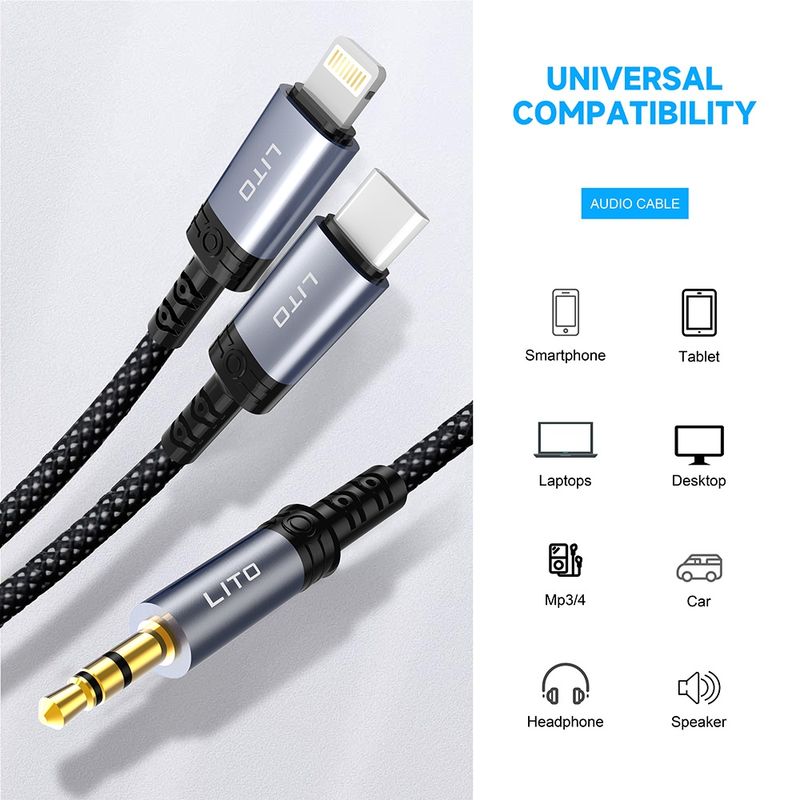 TV, Audio-Video si Foto - Accesorii TV si audio - Cabluri si adaptoare audio - Cablu Adaptor Lightning la Jack - Lito (LA01) - Negru - Infinity.ro
