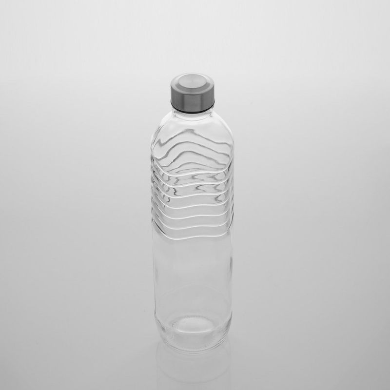 Casa si Gradina - Bucatarie si vesela - Cani si pahare - Sticle - Sticla apa, model valuros, capac metalic, capacitate 1.25l, transparenta - Infinity.ro