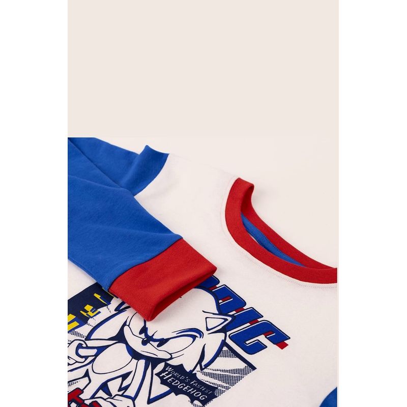 Fashion, accesorii si bijuterii - Copii - Lenjerie si pijamale copii - Pijamale copii - Pijamale lungi Sonic World's faster hedgehog, 152 CM 12 ani, Alb/Albastru - Infinity.ro