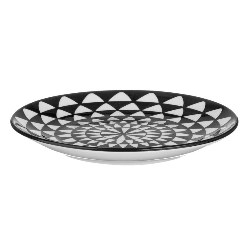 Casa si Gradina - Bucatarie si vesela - Vesela si tacamuri - Farfurii si boluri - Farfurie portelan, model alb-negru, diametru 15 cm, potrivita pentru cuptor microunde si masina de spalat vase - Infinity.ro
