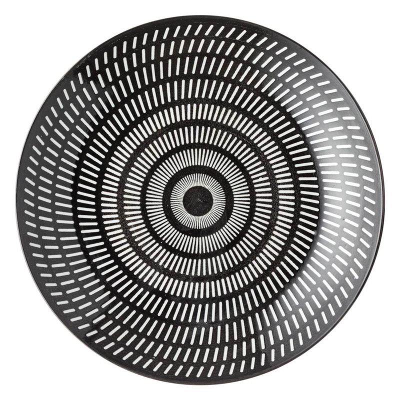 Casa si Gradina/Bucatarie si vesela/Vesela si tacamuri/Farfurii si boluri - Farfurie intinsa portelan, model dungi albe, diametru 19 cm, negru - Infinity.ro