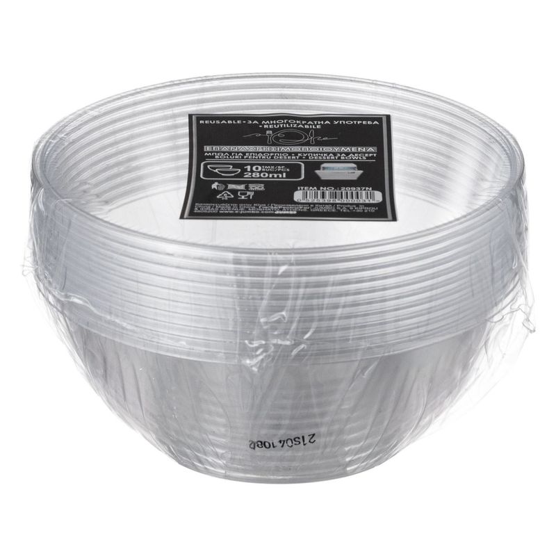 Casa si Gradina - Bucatarie si vesela - Vesela si tacamuri - Farfurii si boluri - Boluri plastic fara capac, set 10 bucati, transparent, capacitate 280ml - Infinity.ro