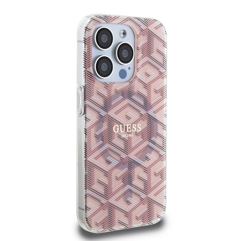 Laptop, Telefoane si Tablete - Telefoane mobile si accesorii - Accesorii Telefoane - Huse telefoane - Husa pentru iPhone 15 Pro Max - Guess IML GCube MagSafe (GUHMP15XHGCUSTGP) - Roz - Infinity.ro