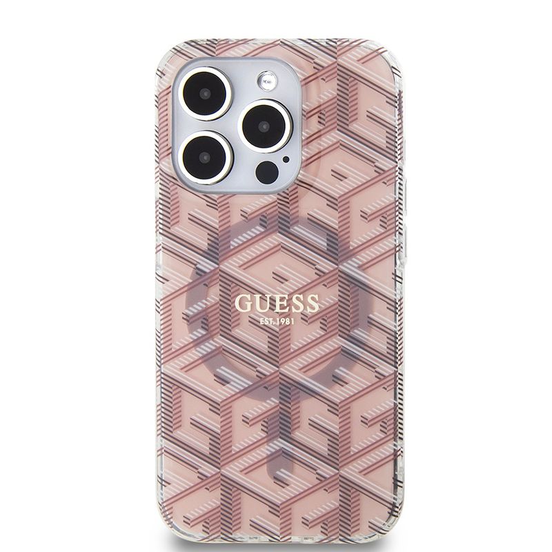 Laptop, Telefoane si Tablete - Telefoane mobile si accesorii - Accesorii Telefoane - Huse telefoane - Husa pentru iPhone 15 Pro Max - Guess IML GCube MagSafe (GUHMP15XHGCUSTGP) - Roz - Infinity.ro