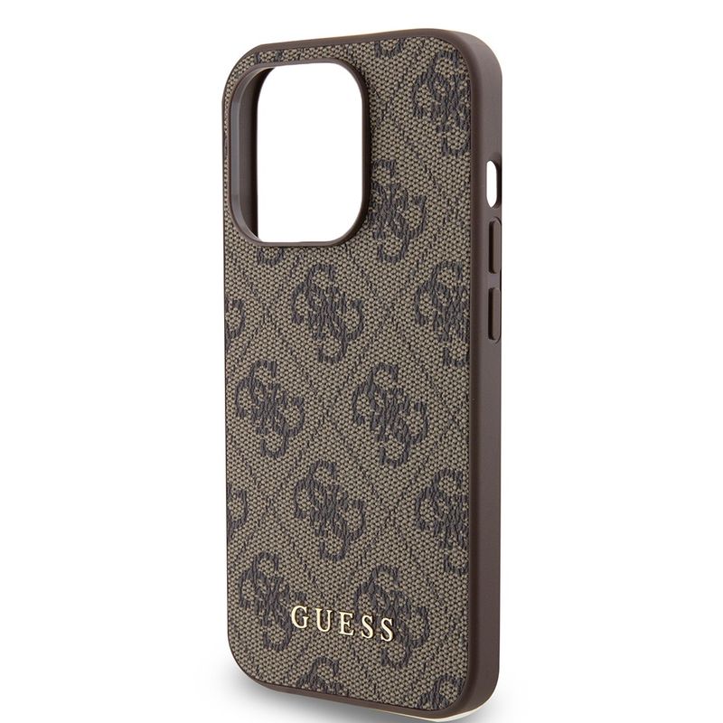 Laptop, Telefoane si Tablete - Telefoane mobile si accesorii - Accesorii Telefoane - Huse telefoane - Husa pentru iPhone 15 Pro - Guess Hardcase 4G Metal Auriu Logo (GUHCP15LG4GFBR) - Maro - Infinity.ro