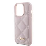 Laptop, Telefoane si Tablete - Telefoane mobile si accesorii - Accesorii Telefoane - Huse telefoane - Husa pentru iPhone 15 Pro Max - Guess Quilted Metal Logo (GUHCP15XPSQSQSP) - Roz - Infinity.ro
