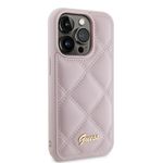Laptop, Telefoane si Tablete - Telefoane mobile si accesorii - Accesorii Telefoane - Huse telefoane - Husa pentru iPhone 15 Pro Max - Guess Quilted Metal Logo (GUHCP15XPSQSQSP) - Roz - Infinity.ro