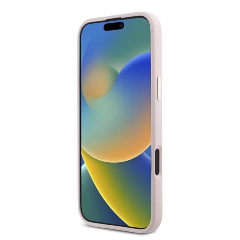 Laptop, Telefoane si Tablete - Telefoane mobile si accesorii - Accesorii Telefoane - Huse telefoane - Husa pentru iPhone 16 - Guess Silicone Script Metal Logo & Frame (GUHCP16SSMBSLP) - Roz - Infinity.ro