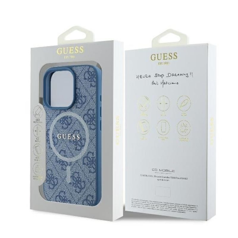 Laptop, Telefoane si Tablete - Telefoane mobile si accesorii - Accesorii Telefoane - Huse telefoane - Husa pentru iPhone 16 Pro - Guess 4G Ring Classic Logo MagSafe (GUHMP16LG4GFRB) - Albastru - Infinity.ro