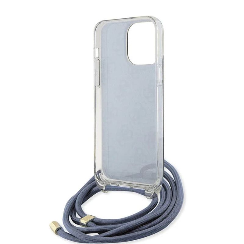 Laptop, Telefoane si Tablete - Telefoane mobile si accesorii - Accesorii Telefoane - Huse telefoane - Husa pentru iPhone 15 Pro - Guess Crossbody Cord 4G Print (GUHCP15LHC4SEB) - Albastru - Infinity.ro