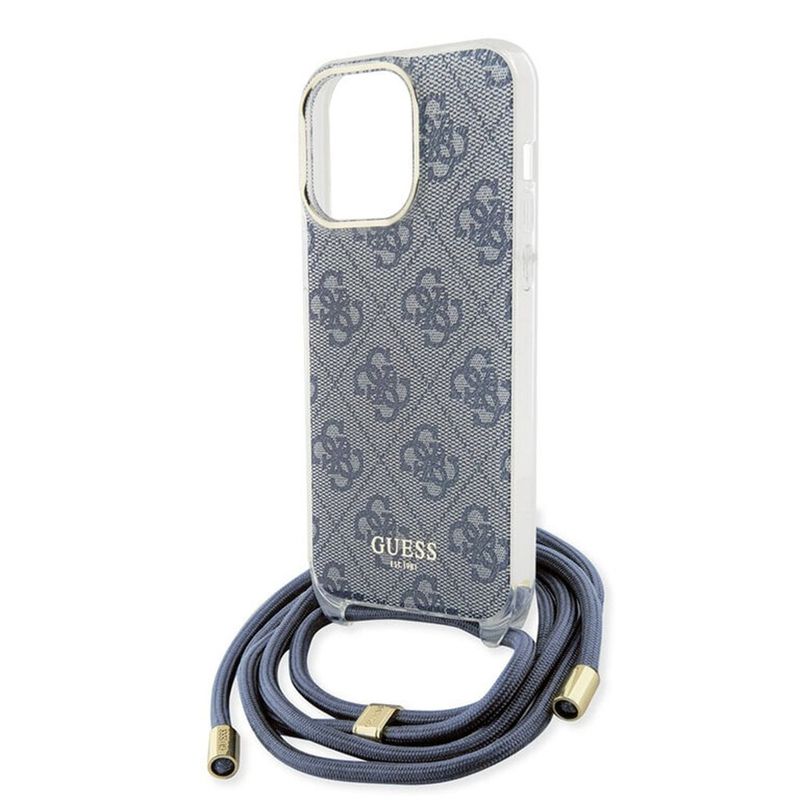 Laptop, Telefoane si Tablete - Telefoane mobile si accesorii - Accesorii Telefoane - Huse telefoane - Husa pentru iPhone 15 Pro - Guess Crossbody Cord 4G Print (GUHCP15LHC4SEB) - Albastru - Infinity.ro