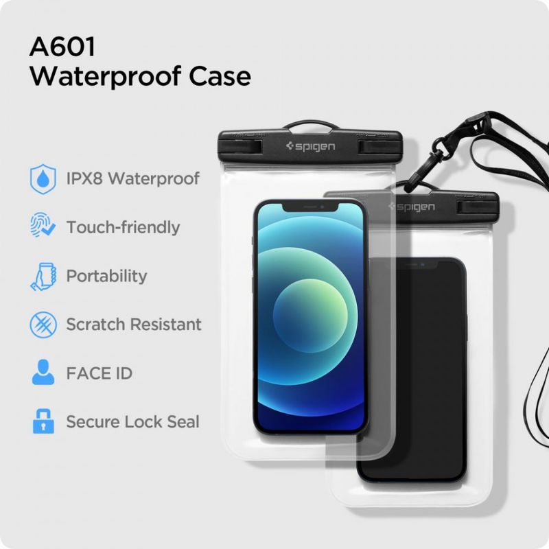 Laptop, Telefoane si Tablete - Telefoane mobile si accesorii - Accesorii Telefoane - Huse telefoane - Husa universala pentru telefon (set 2) - Spigen Waterproof Case A601 - Transparent - Infinity.ro