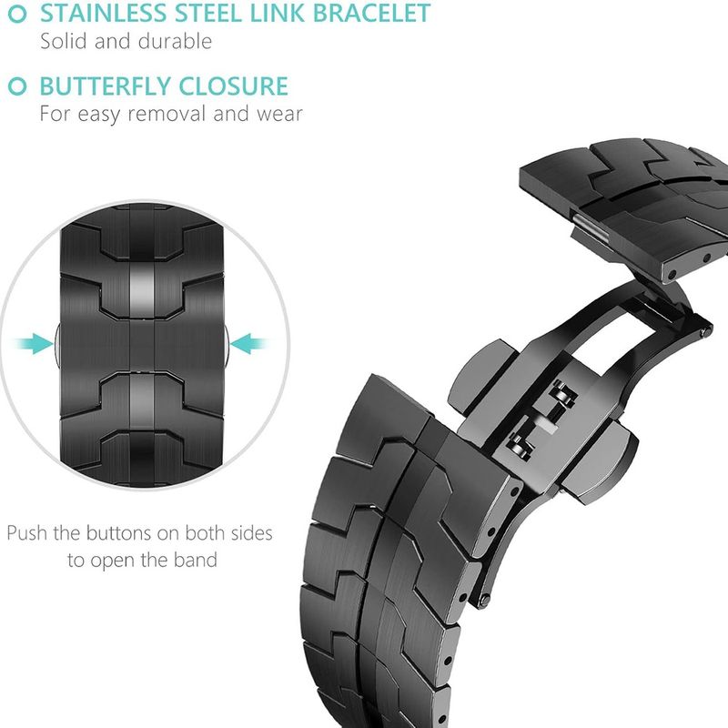 Laptop, Telefoane si Tablete - Wearables si gadgeturi - Wearables - Smartwatch-uri - Curea pentru Apple Watch 1/2/3/4/5/6/7/8/9/SE/SE 2/Ultra/Ultra 2 (42/44/45/49mm) - Techsuit Watchband (W063) - Negru - Infinity.ro
