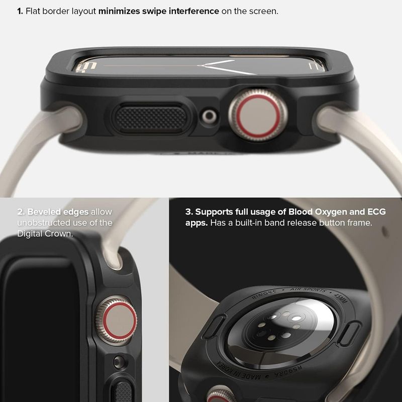 Laptop, Telefoane si Tablete - Wearables si gadgeturi - Wearables - Smartwatch-uri - Husa pentru Apple Watch 10 46mm - Ringke Air Sports - Negru - Infinity.ro