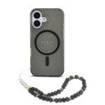 Laptop, Telefoane si Tablete - Telefoane mobile si accesorii - Accesorii Telefoane - Huse telefoane - Husa pentru iPhone 16 - Guess IML Glitter cu Pearl Strap MagSafe (GUHMP16SHGCRELSK) - Negru - Infinity.ro