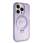 Laptop, Telefoane si Tablete - Telefoane mobile si accesorii - Accesorii Telefoane - Huse telefoane - Husa pentru iPhone 15 Pro - Guess Ring Stand Script Glitter MagSafe (GUHMP15LHRSGSU) - Mov - Infinity.ro