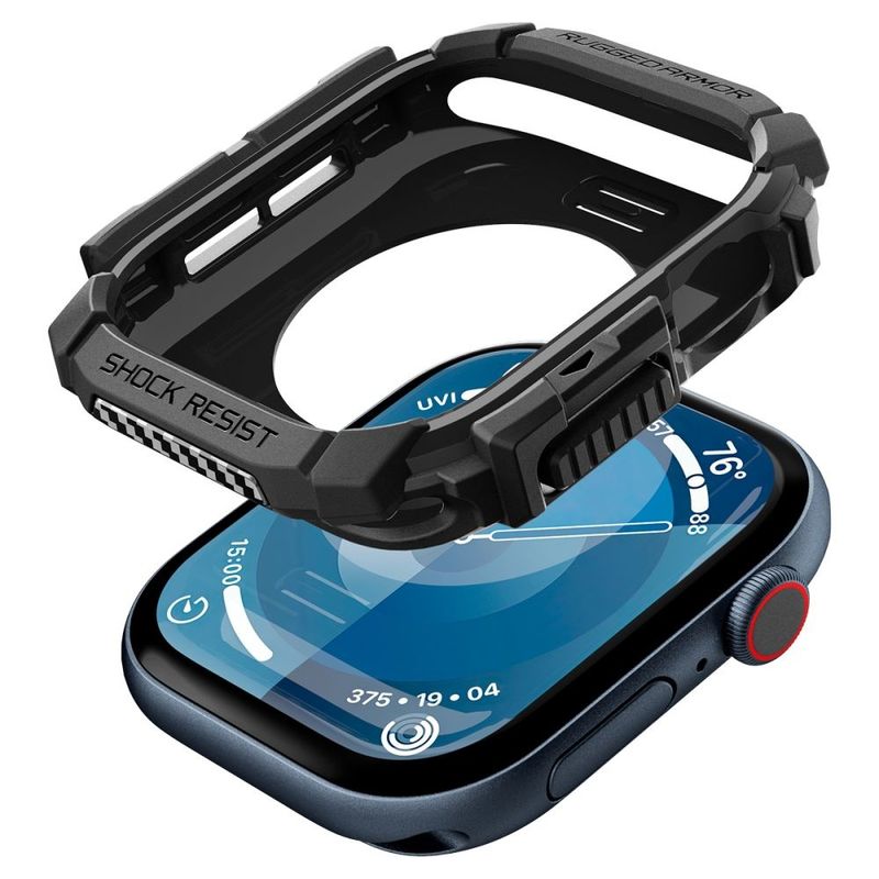 Laptop, Telefoane si Tablete - Wearables si gadgeturi - Wearables - Smartwatch-uri - Husa pentru Apple Watch 10 42mm - Spigen Rugged Armor - Negru - Infinity.ro