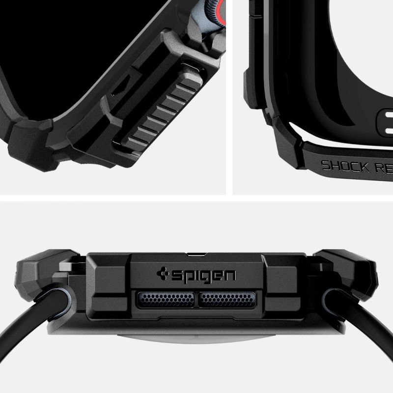 Laptop, Telefoane si Tablete - Wearables si gadgeturi - Wearables - Smartwatch-uri - Husa pentru Apple Watch 10 42mm - Spigen Rugged Armor - Negru - Infinity.ro