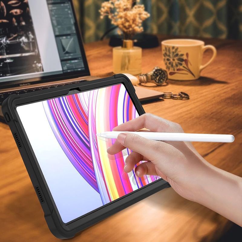 Laptop, Telefoane si Tablete - Tablete si accesorii tablete - Accesorii Tablete - Huse tablete - Husa pentru Xiaomi Rosumi Pad Pro / Poco Pad + Folie - Techsuit Rugged TabShell - Negru - Infinity.ro