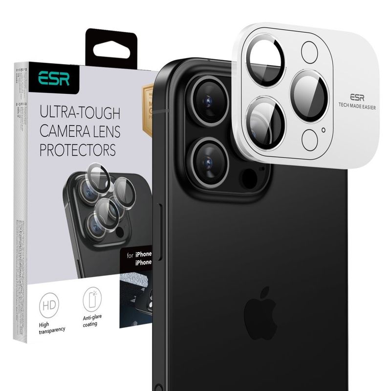 Laptop, Telefoane si Tablete - Telefoane mobile si accesorii - Accesorii Telefoane - Folii protectie telefoane - Folie Camera pentru iPhone 16 Pro / iPhone 16 Pro Max - ESR Armorite Camera Lens Protectors - Transparent - Infinity.ro