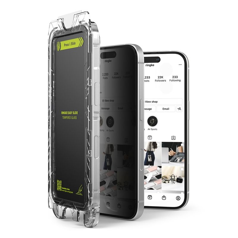 Laptop, Telefoane si Tablete - Telefoane mobile si accesorii - Accesorii Telefoane - Folii protectie telefoane - Folie pentru iPhone 16 Pro (set 2) - Ringke Easy Slide TempeRosu Glass - Privacy - Infinity.ro