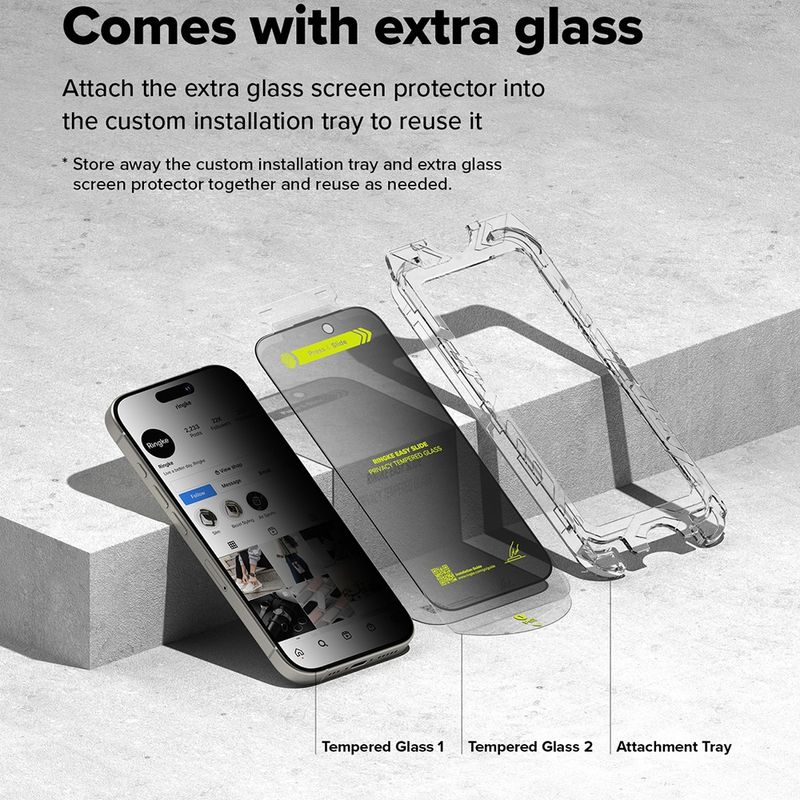 Laptop, Telefoane si Tablete - Telefoane mobile si accesorii - Accesorii Telefoane - Folii protectie telefoane - Folie pentru iPhone 16 Pro (set 2) - Ringke Easy Slide TempeRosu Glass - Privacy - Infinity.ro