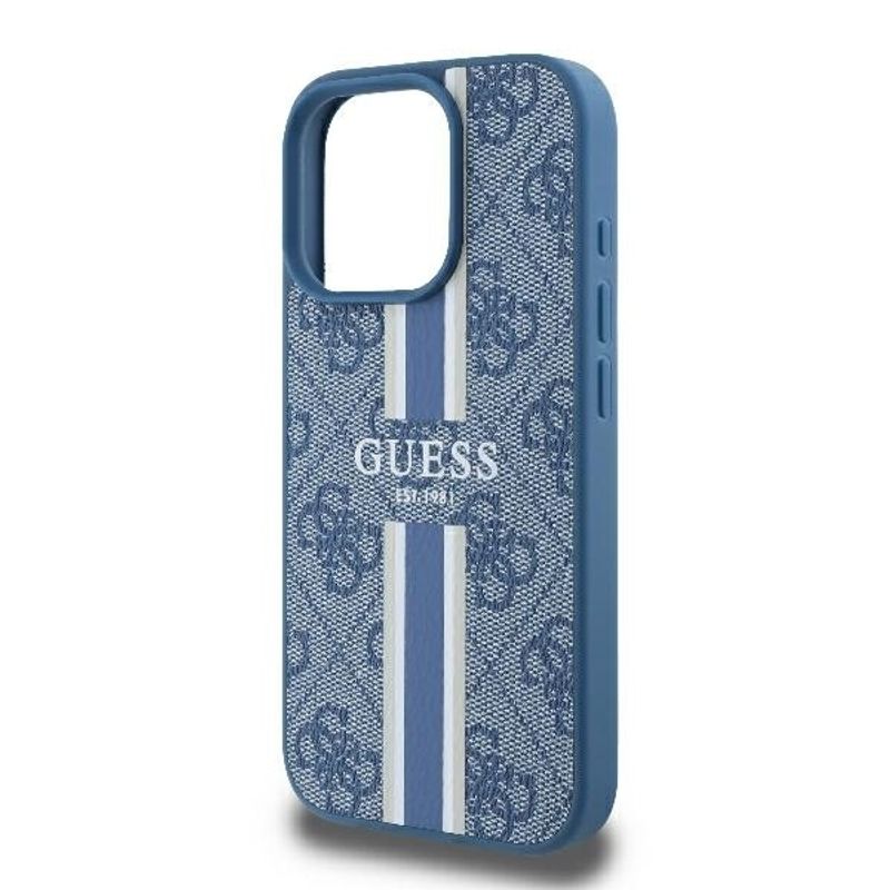 Laptop, Telefoane si Tablete - Telefoane mobile si accesorii - Accesorii Telefoane - Huse telefoane - Husa pentru iPhone 16 Pro - Guess Hardcase 4G Printed Stripes MagSafe (GUHMP16LP4RPSB) - Albastru - Infinity.ro