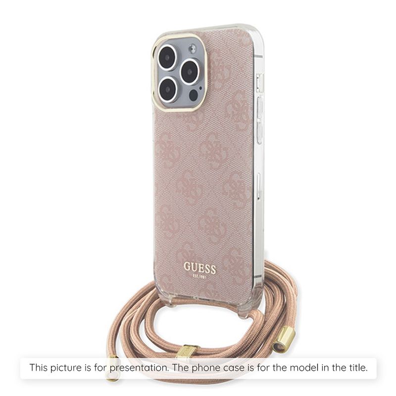 Laptop, Telefoane si Tablete - Telefoane mobile si accesorii - Accesorii Telefoane - Huse telefoane - Husa pentru iPhone 16 - Guess Crossbody Cord 4G Print (GUHCP16SHC4SEP) - Roz - Infinity.ro