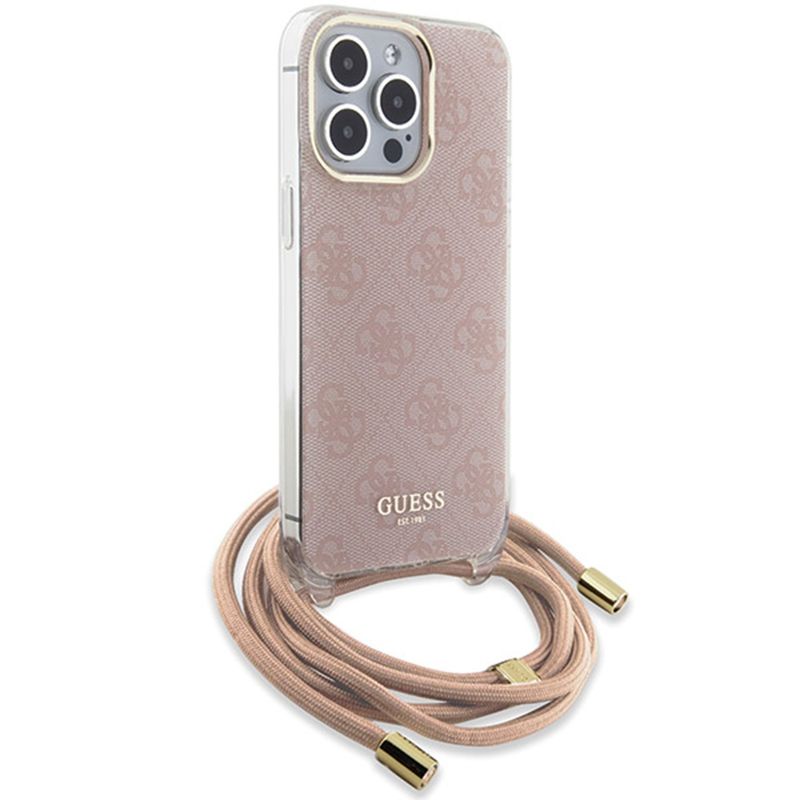 Laptop, Telefoane si Tablete - Telefoane mobile si accesorii - Accesorii Telefoane - Huse telefoane - Husa pentru iPhone 16 - Guess Crossbody Cord 4G Print (GUHCP16SHC4SEP) - Roz - Infinity.ro