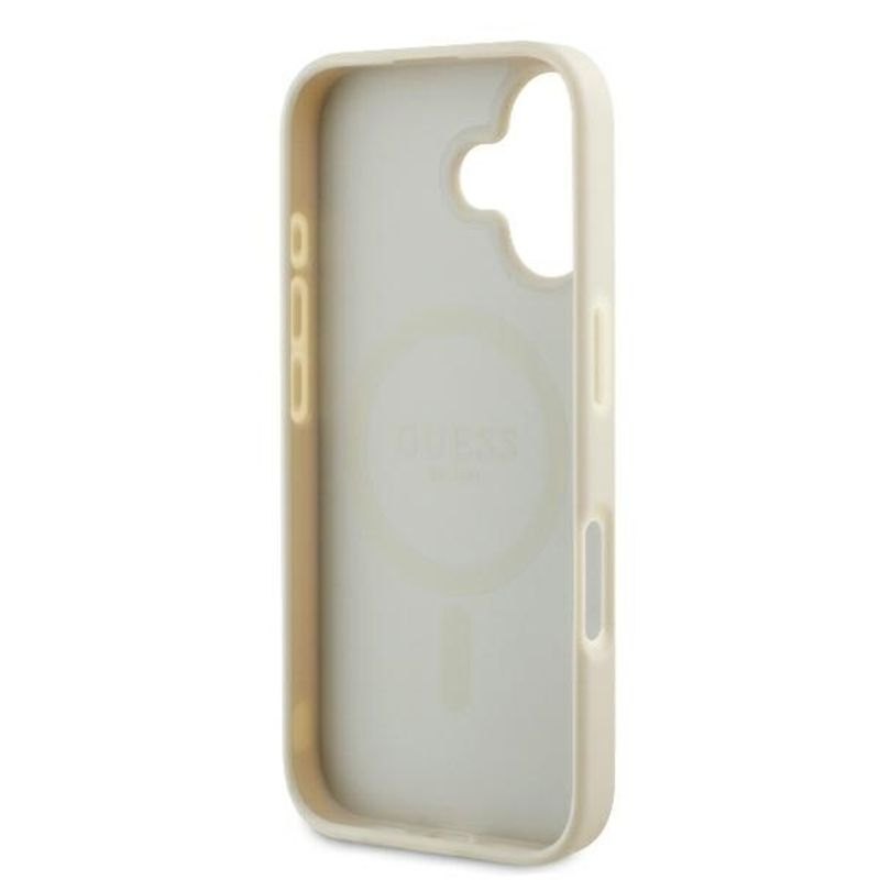 Laptop, Telefoane si Tablete - Telefoane mobile si accesorii - Accesorii Telefoane - Huse telefoane - Husa pentru iPhone 16 - Guess Grained Auriu Ring MagSafe (GUHMP16SPGHSMME) - Bej - Infinity.ro
