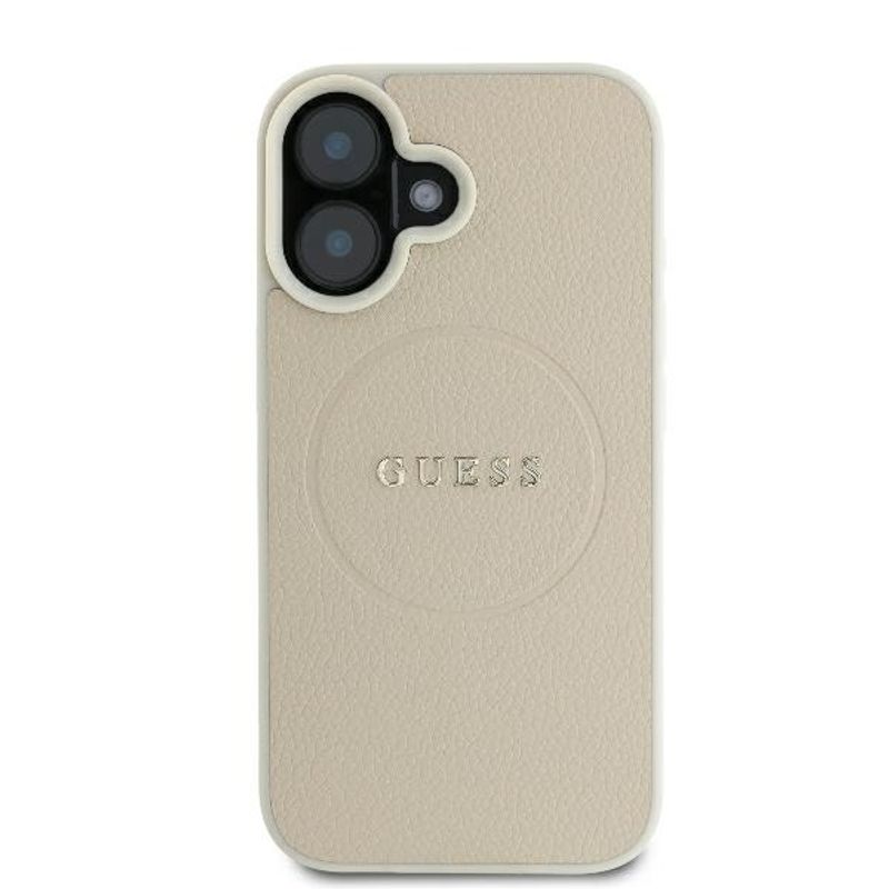 Laptop, Telefoane si Tablete - Telefoane mobile si accesorii - Accesorii Telefoane - Huse telefoane - Husa pentru iPhone 16 - Guess Grained Auriu Ring MagSafe (GUHMP16SPGHSMME) - Bej - Infinity.ro