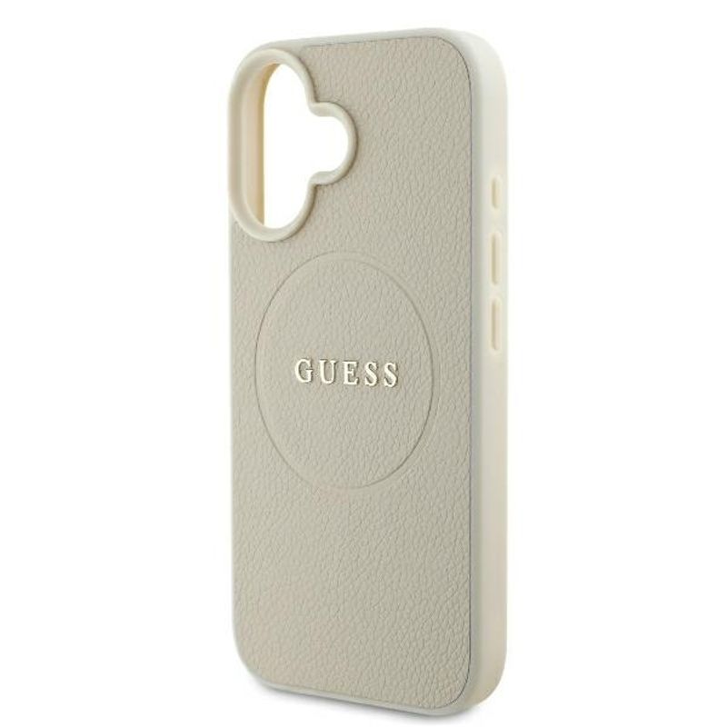 Laptop, Telefoane si Tablete - Telefoane mobile si accesorii - Accesorii Telefoane - Huse telefoane - Husa pentru iPhone 16 - Guess Grained Auriu Ring MagSafe (GUHMP16SPGHSMME) - Bej - Infinity.ro