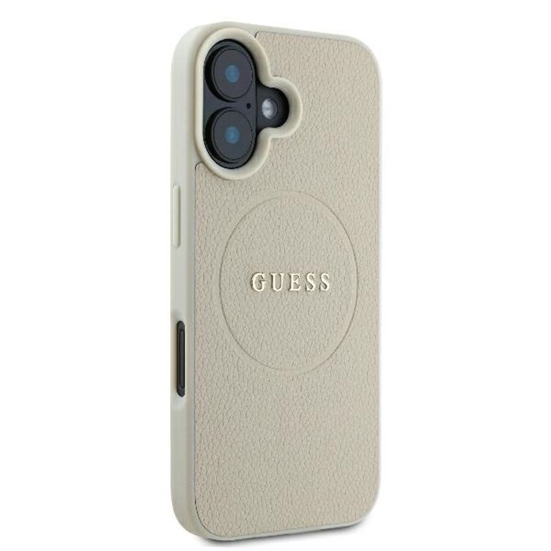 Laptop, Telefoane si Tablete - Telefoane mobile si accesorii - Accesorii Telefoane - Huse telefoane - Husa pentru iPhone 16 - Guess Grained Auriu Ring MagSafe (GUHMP16SPGHSMME) - Bej - Infinity.ro