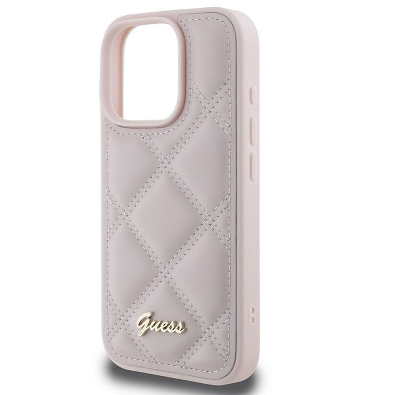 Laptop, Telefoane si Tablete - Telefoane mobile si accesorii - Accesorii Telefoane - Huse telefoane - Husa pentru iPhone 16 Pro - Guess Quilted Metal Logo (GUHCP16LPSQSQSP) - Roz - Infinity.ro