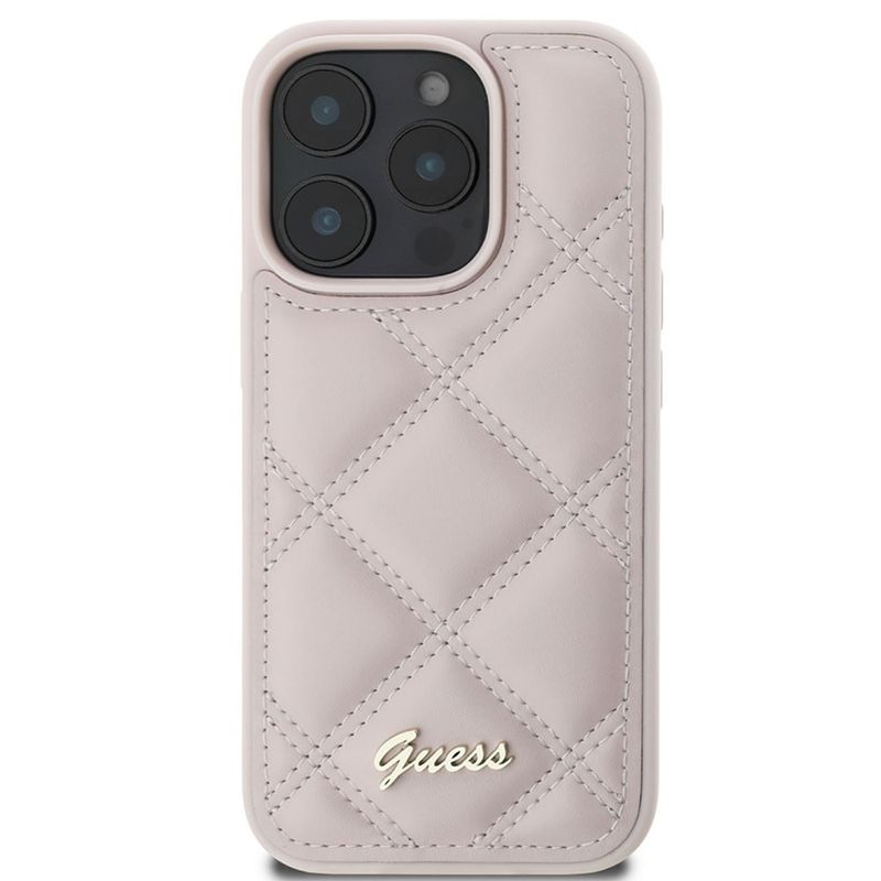 Laptop, Telefoane si Tablete - Telefoane mobile si accesorii - Accesorii Telefoane - Huse telefoane - Husa pentru iPhone 16 Pro - Guess Quilted Metal Logo (GUHCP16LPSQSQSP) - Roz - Infinity.ro