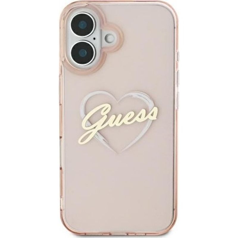 Laptop, Telefoane si Tablete - Telefoane mobile si accesorii - Accesorii Telefoane - Huse telefoane - Husa pentru iPhone 16 - Guess Hardcase IML Heart (GUHCP16SHCHGSPP) - Roz - Infinity.ro